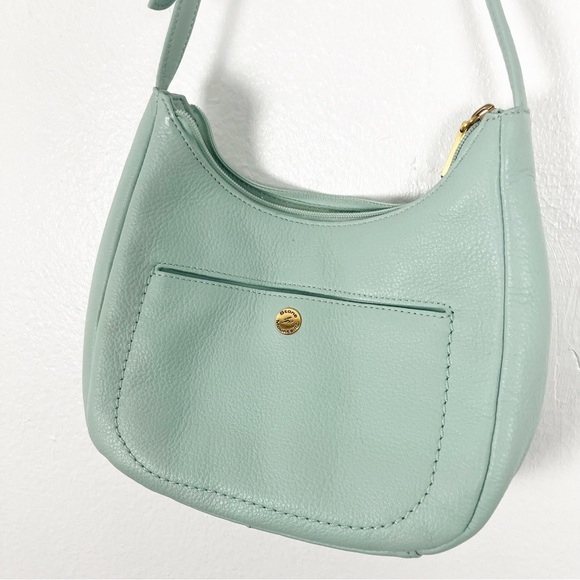 STONE MOUNTAIN Green Soft Leather Adjustable Strap Zipper Closure Shoulder Bag - Picture 11 of 14